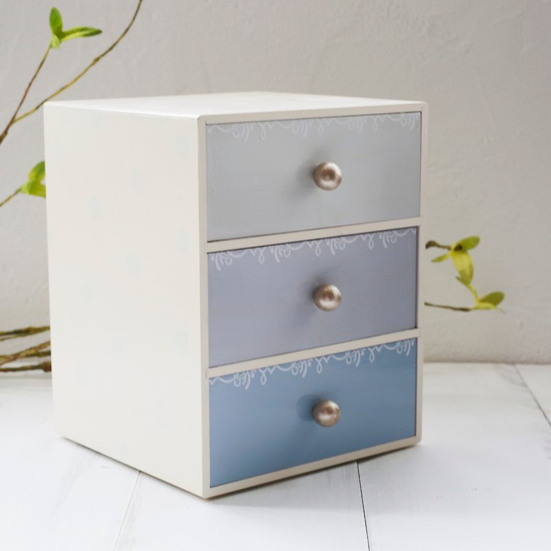 Three grid drawer storage cabinet table storage box storage stationery - กล่องเก็บของ - ไม้ 