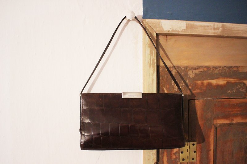 B139 [Vintage bag] (Italian hot silver logo) ANDREA MABIANI brown handbag (Made in Italy) - Handbags & Totes - Genuine Leather Brown