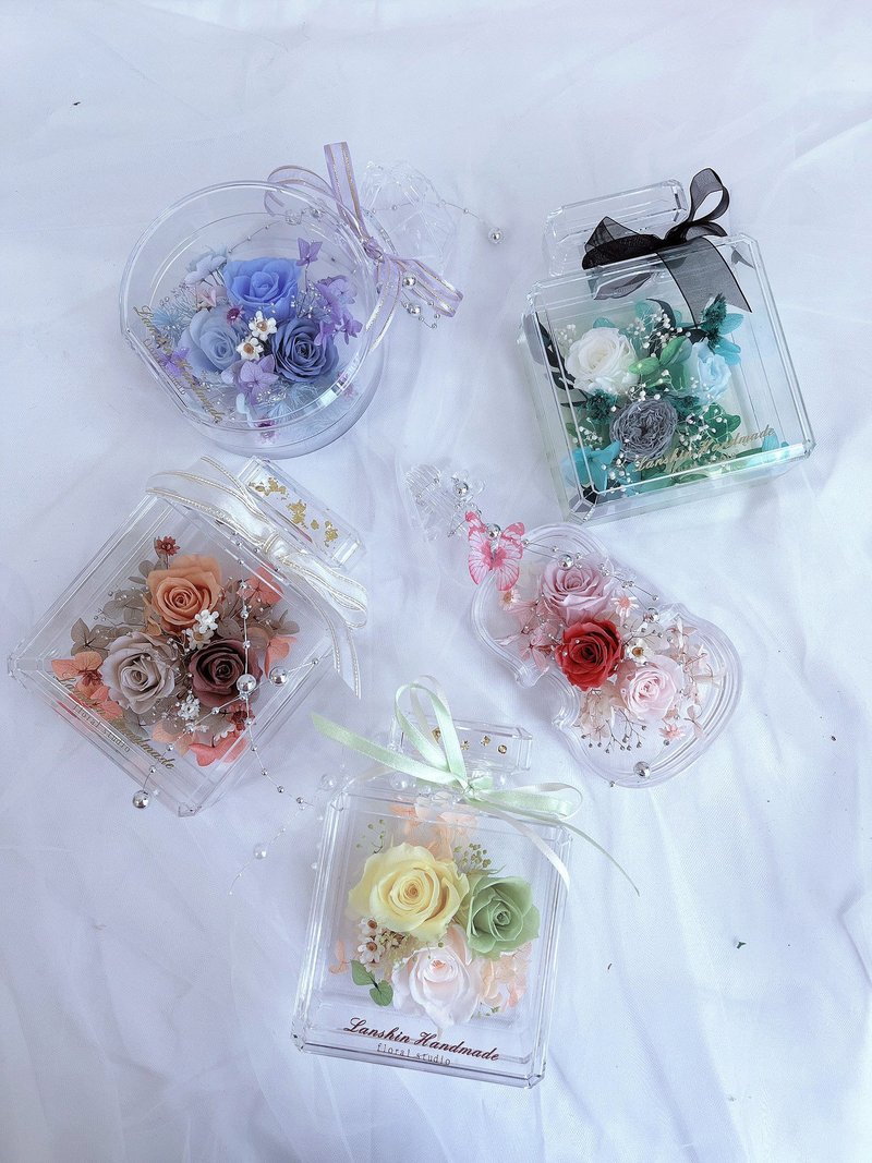 藍芯花藝 香水瓶永生花盒 情人節 生日 母親節 網美 禮物 永生花 - 乾燥花/永生花 - 植物．花 