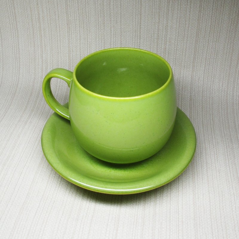 【結晶釉系列】咖啡杯組 陶杯 馬克杯 (蘋果綠) - 咖啡杯/馬克杯 - 陶 綠色