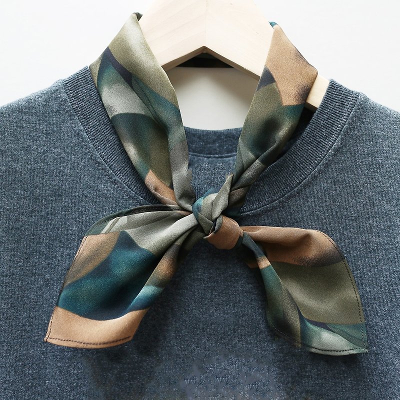 JOJA│日本の古い布の手のスカーフ/スカーフ/リボン/ストラップ - スカーフ - コットン・麻 グリーン