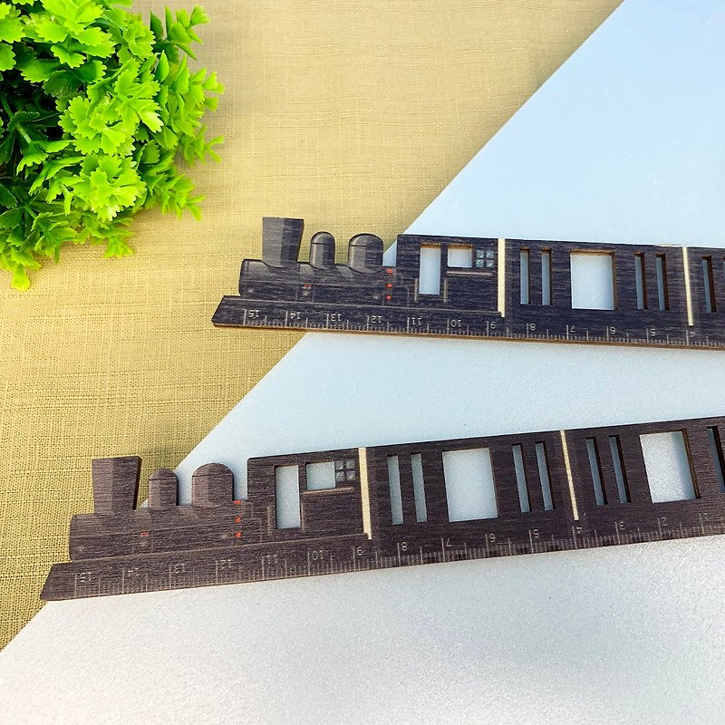 รถจักรไอน้ำ－15cm ไม้บรรทัดรูปรถไฟ TRA Taiwan Railway - อื่นๆ - ไม้ สีดำ