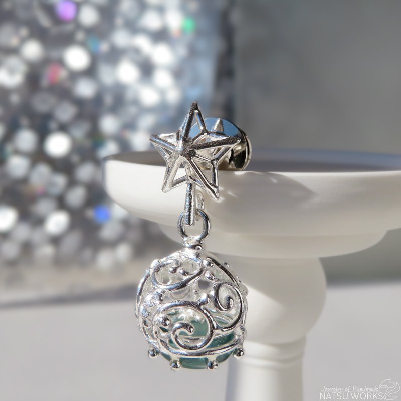 フローライト ブローチ / Fluorite Star and Ornament Brooch - 胸針 - 寶石 綠色