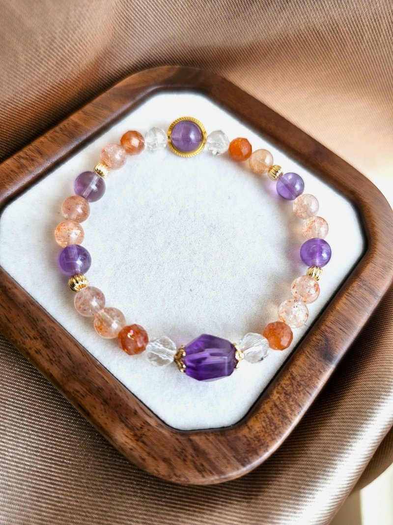 AgIo. ~Autumn~ Golden Sun/Amethyst. Designer bracelet - สร้อยข้อมือ - คริสตัล สีส้ม