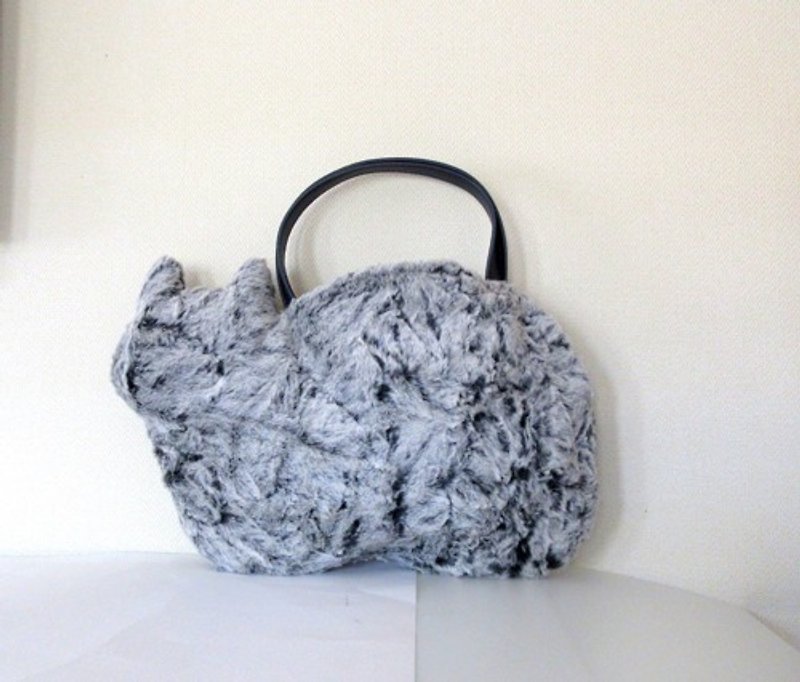 Fur cat bag *Gray mix - Handbags & Totes - Cotton & Hemp 