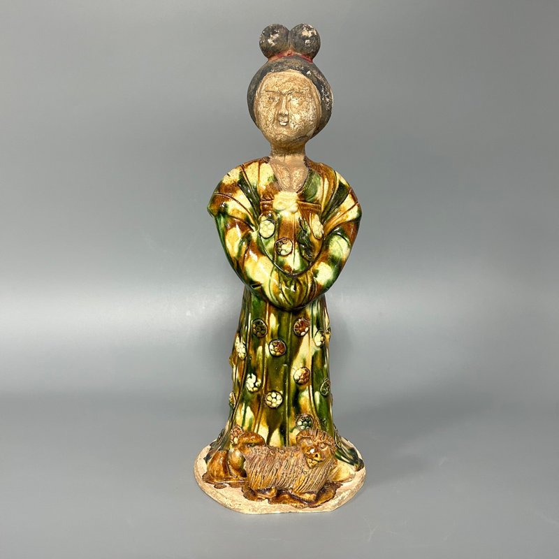 唐三彩女立俑 - 擺飾/家飾品 - 陶 卡其色