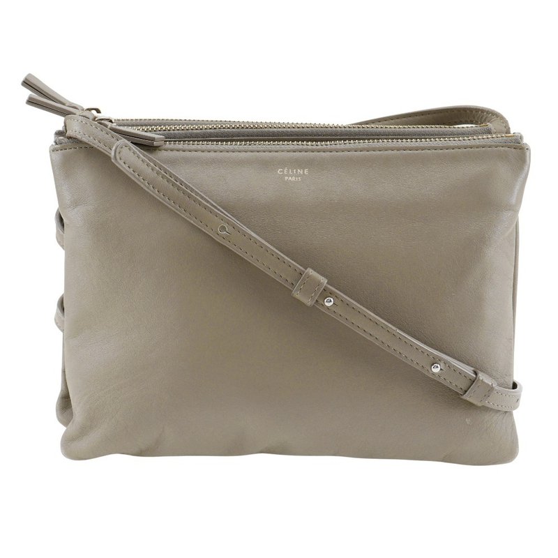 【日本直送】セリーヌ CELINE トリオ ラージ ショルダーバッグ カーフ レディース【中古】 - 側背包/斜背包 - 真皮 灰色