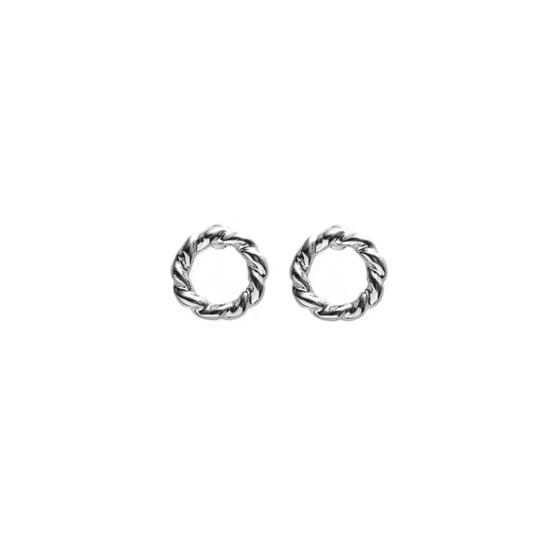 Waves twist hoop earrings (bright Silver) - ต่างหู - โลหะ สีเงิน