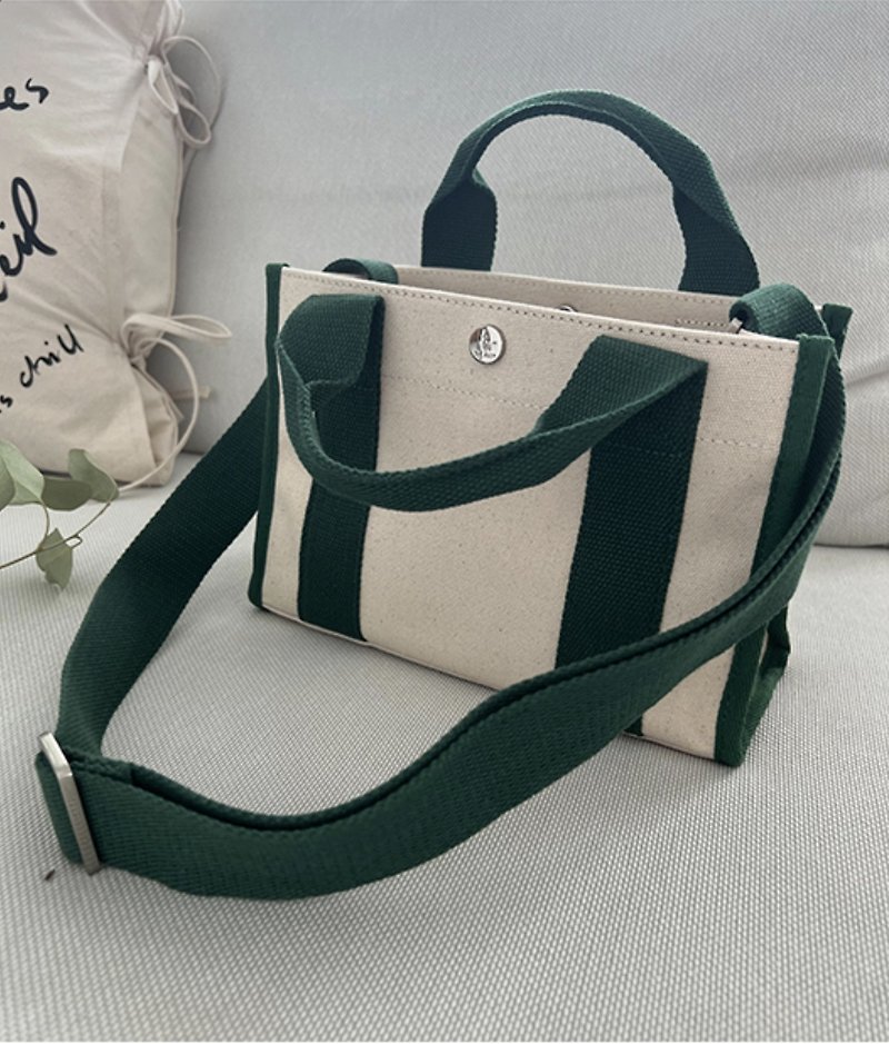 The Ally from Korea | MINI LUNA BAG | Green | 2ways Handbag Shoulder bag - กระเป๋าถือ - ผ้าฝ้าย/ผ้าลินิน สีเขียว