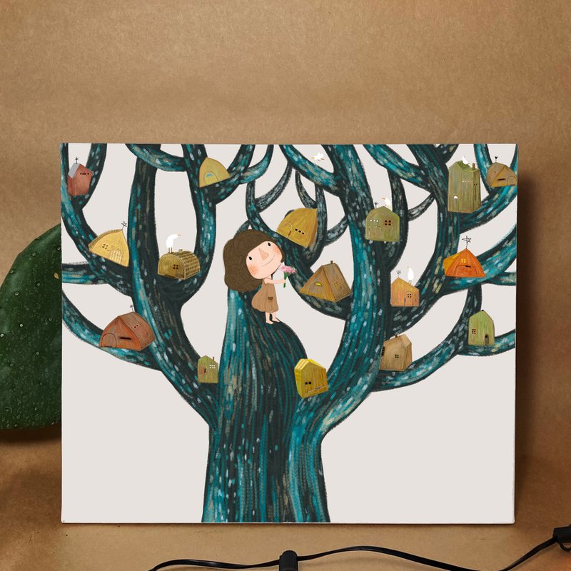 Frameless painting - Dolly tree house - Posters - Wood Brown