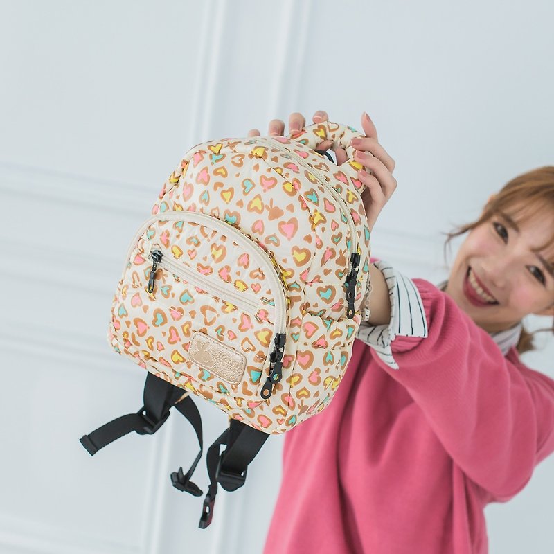 Baby grow up Hello [their own back] back childrens bags - sweetheart leopard - กระเป๋าคุณแม่ - เส้นใยสังเคราะห์ สีส้ม