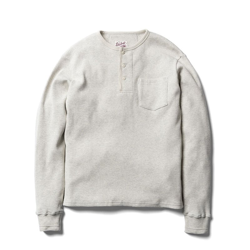 Waffle Henley(L) - 米色 Beige - 男 T 恤 - 棉．麻 