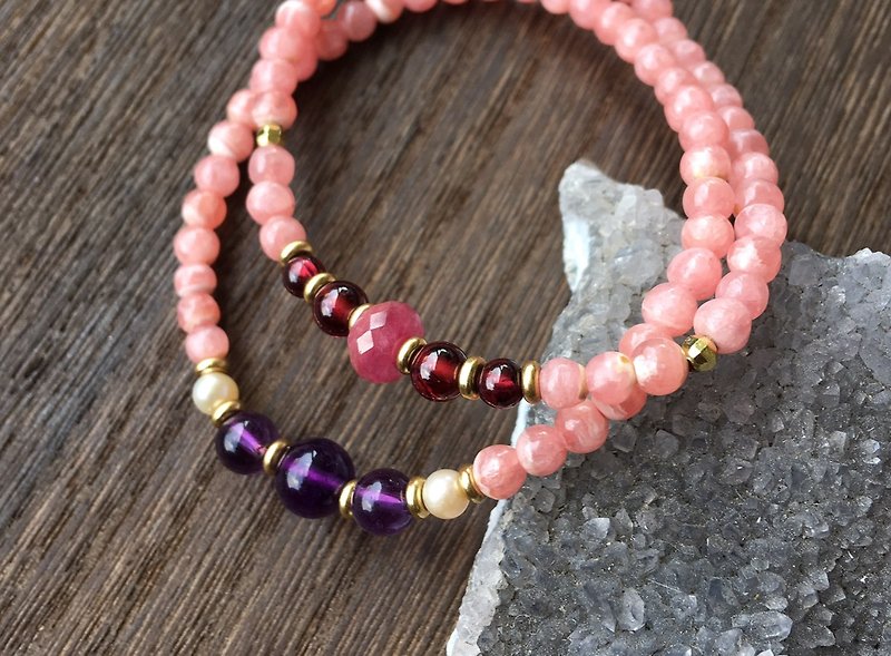 Rhodochrosite Bracelet/Red Stone - Bracelets - Gemstone Pink