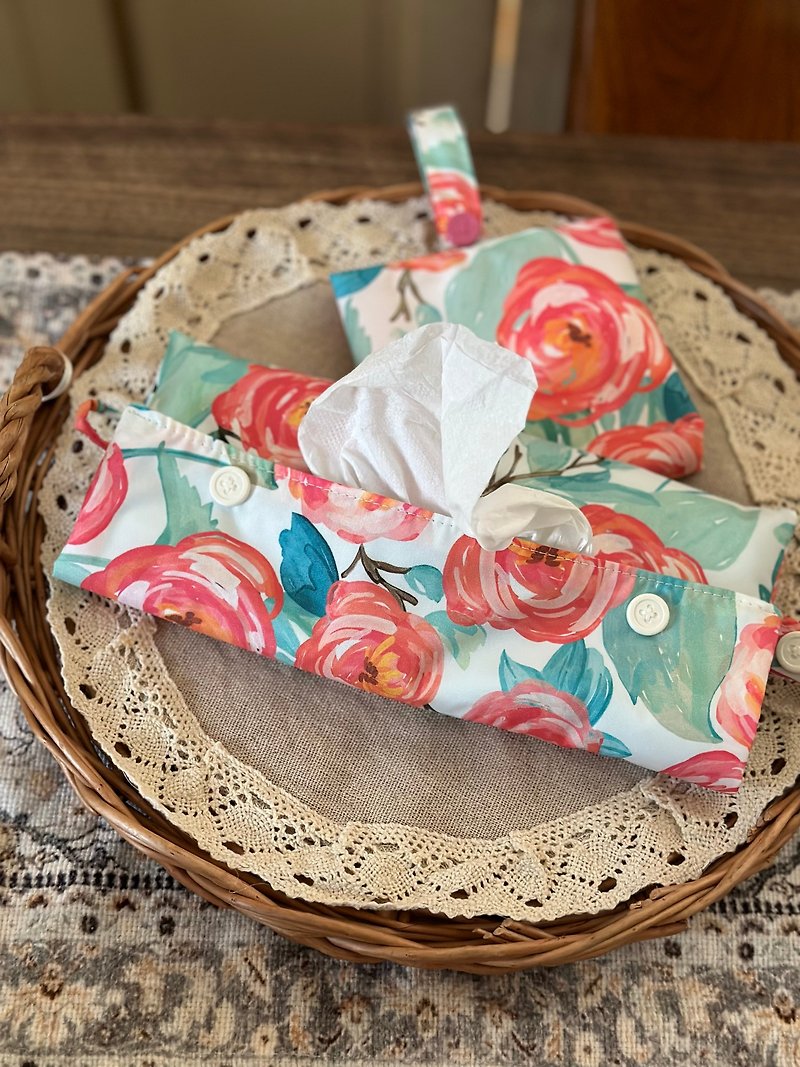Peony Blossom Waterproof Portable Toilet Paper Cover Portable Toilet Paper Bag Portable Tissue Paper Bag - Tissue Boxes - Waterproof Material Multicolor