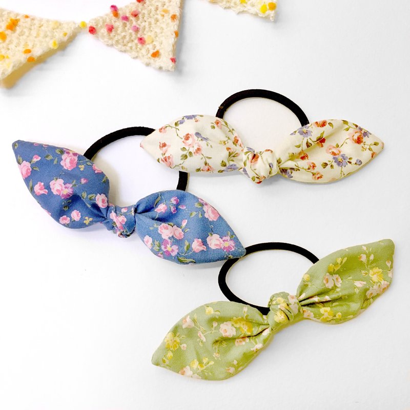 Handmade floral bow hair bundle group (group 3) - เครื่องประดับผม - ผ้าฝ้าย/ผ้าลินิน 