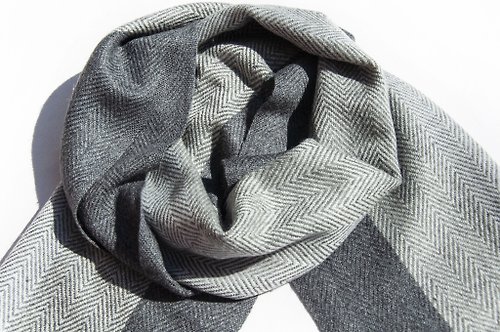 omhandmade 喀什米爾Cashmere/針織圍巾/純羊毛圍巾/羊毛披巾-厚款條紋