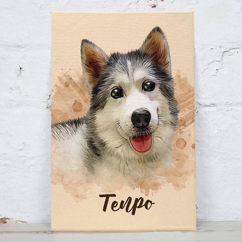 Customized pet painting/frameless painting (watercolor style) - Customized Portraits - Cotton & Hemp White