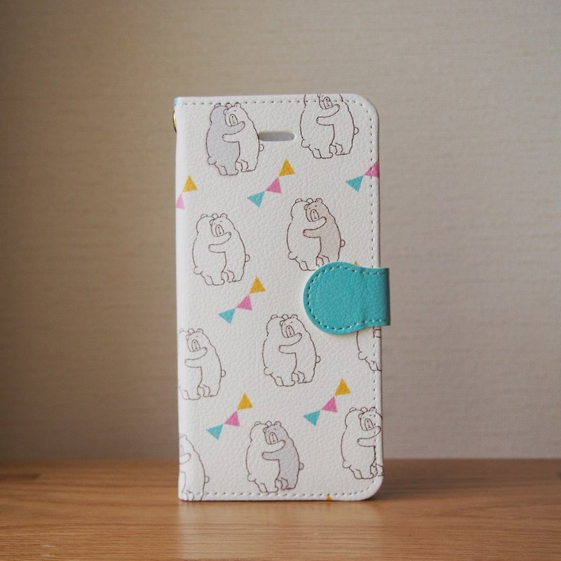 Notebook type iPhone case - HUG BEAR - - Phone Cases - Other Materials White
