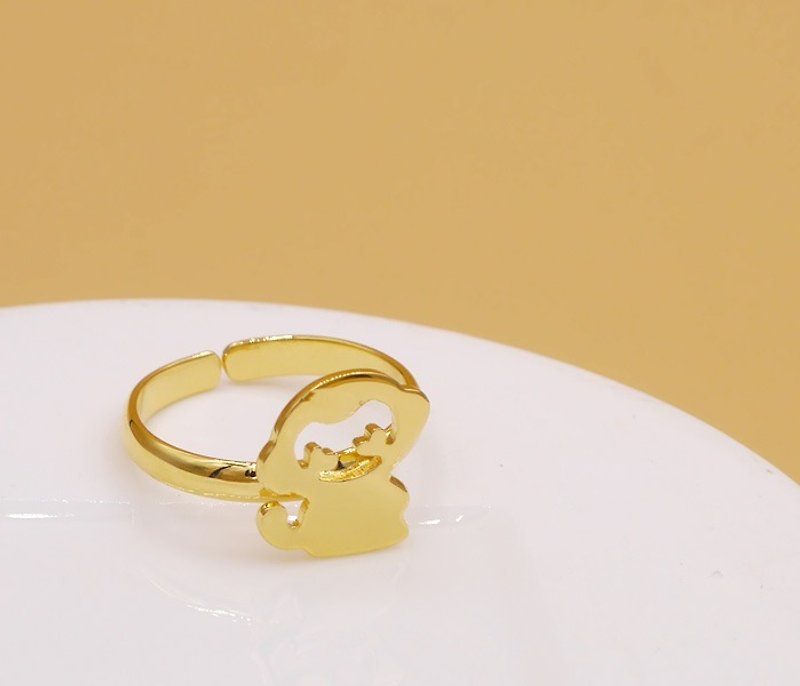 Handmade Little Monkey Ring - 18K gold plated on brass Little Me by CASO jewelry - 戒指 - 其他金屬 金色