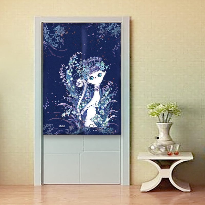 Canvas Door Curtain | Home Furnishing | Washable Color-Indigo Elegant• Queen Cat - ม่านและป้ายประตู - ผ้าฝ้าย/ผ้าลินิน สีน้ำเงิน