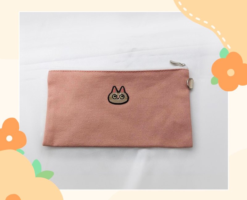 貓咪刺繡拉鍊袋 共2款 - 鉛筆盒/筆袋 - 紙 多色