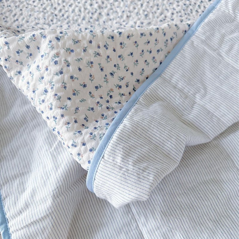 Homey Quilt Blue Summer Blanket - 棉被/毛毯 - 棉．麻 