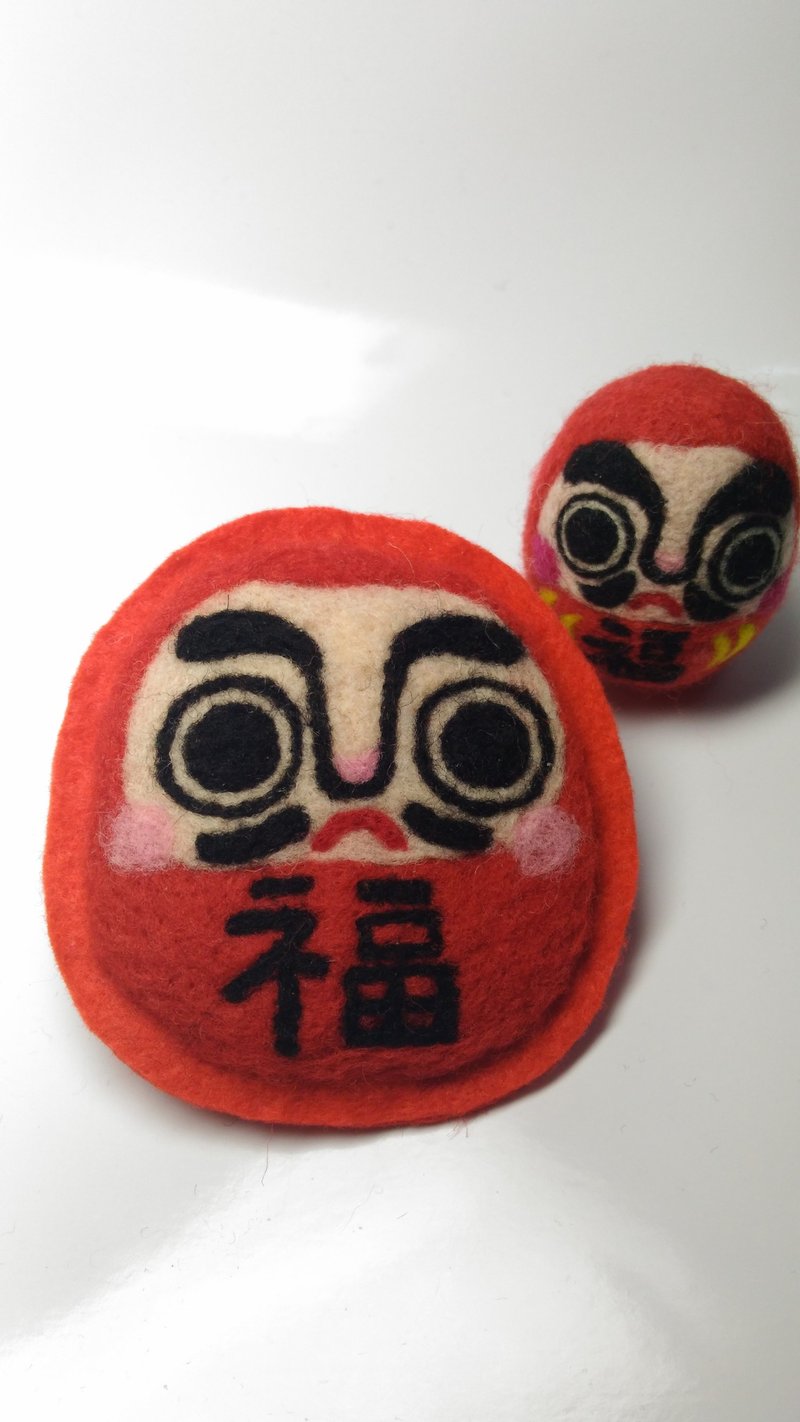 羊毛胸針⋆福不倒翁⋆　　羊毛フェルトブローチ⋆福だるま⋆ - 胸針 - 羊毛 紅色