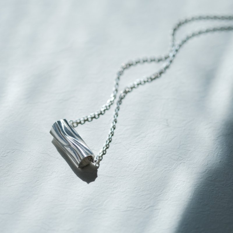 ウッド メンズ リング ネックレス シルバー925 - 項鍊 - 其他金屬 灰色