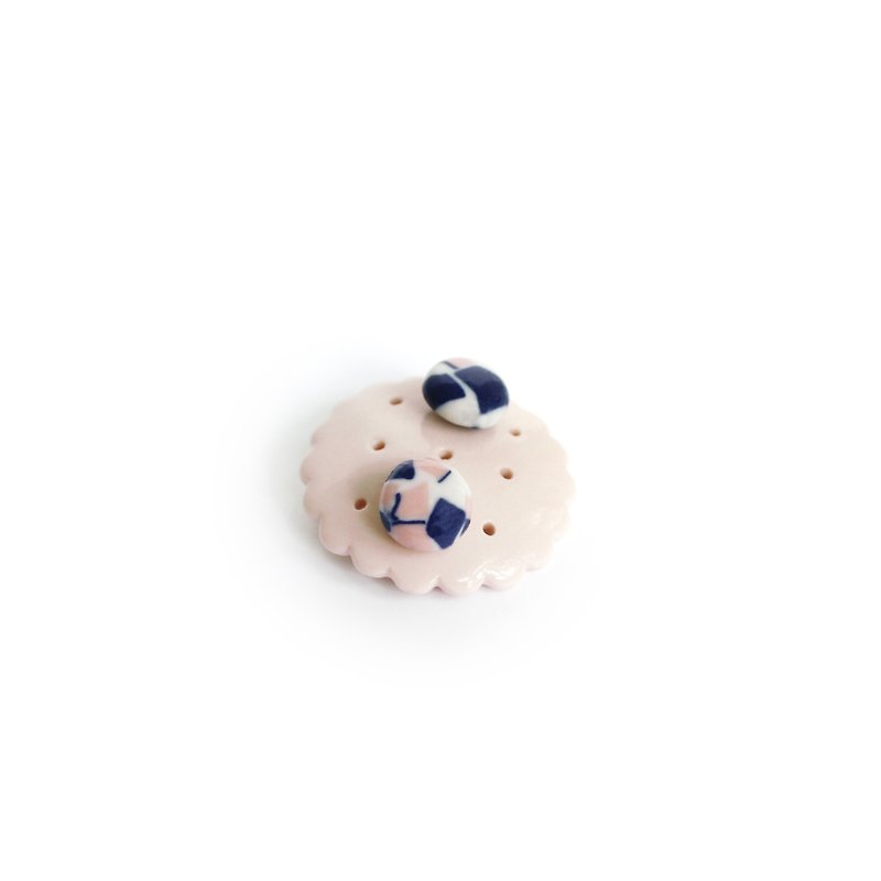 Porcelain Earrings & Clip-ons Pink - Sterling Silver Needle Ceramic Earrings Flora Abstract Flower Porcelain Earrings