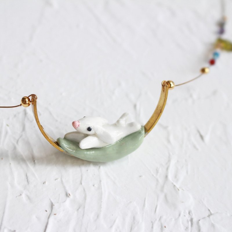 Rabbit handmade necklace I Story_Ocean Love - Necklaces - Other Materials White