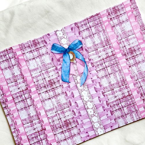 honne market ribbon checkered frill Pink 50sheets (honne market)