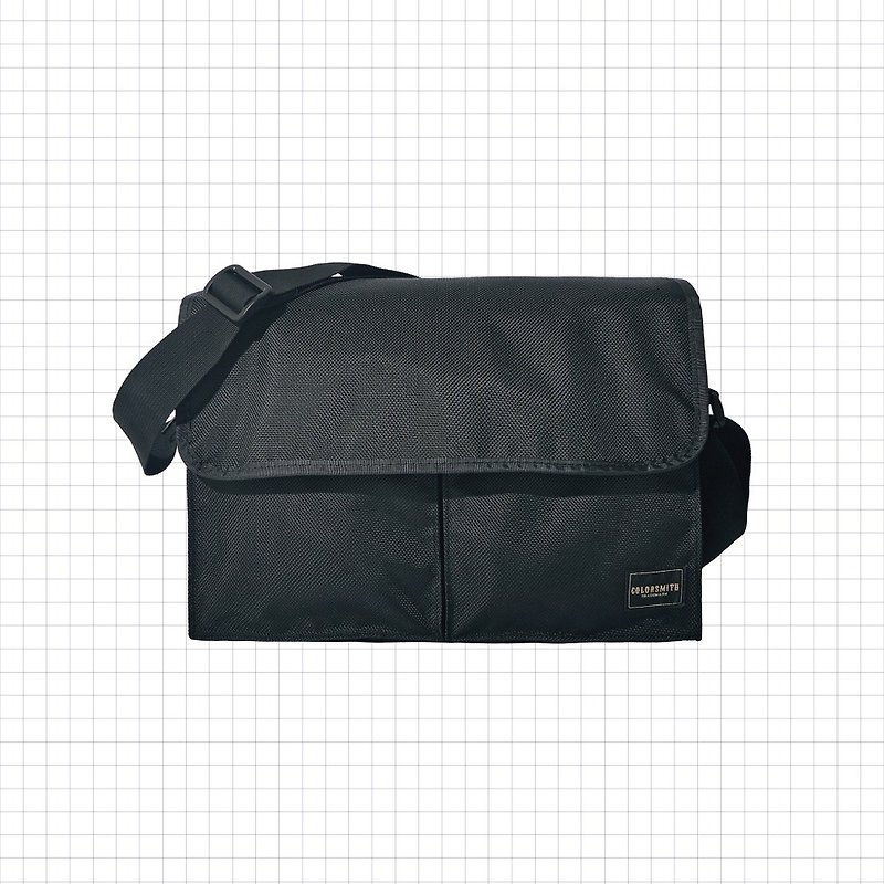 BJ2 double pocket side backpack BJ2-1072-BK [Taiwan original bag brand] - Messenger Bags & Sling Bags - Nylon Black