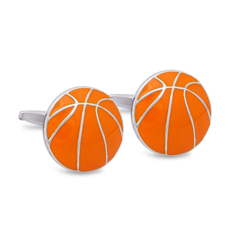 Basketball Cufflinks, Sports Cufflinks - กระดุมข้อมือ - โลหะ สีส้ม