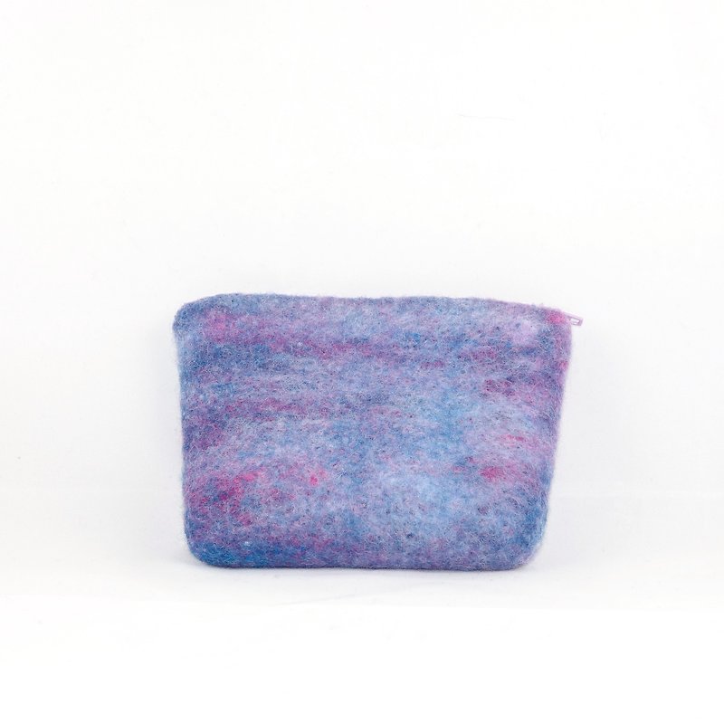 Handmade mixed color wool felt wet felt zipper card case coin purse / custom color series - กระเป๋าใส่เหรียญ - ขนแกะ หลากหลายสี