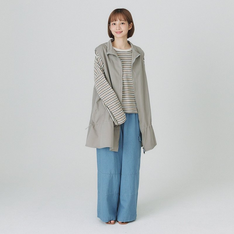 【Simply Yours】抽繩口袋長版背心 灰F - 女裝 背心 - 棉．麻 灰色