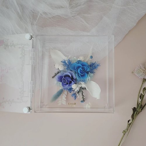 覓朵朵事Follow Flowers 時光寶盒 | 透明仙氣款花盒(獨家訂製) : 普魯士藍