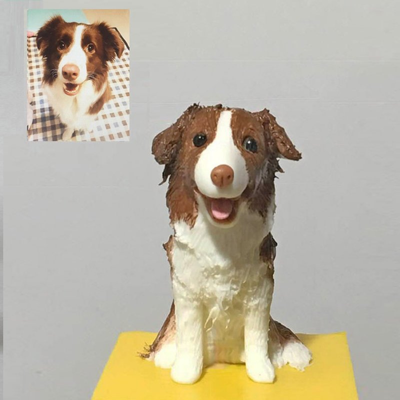 Customized 5 cm brown dog (with base) - Other - Clay 