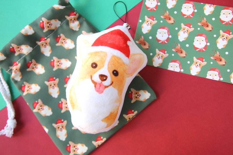 コーギークリスマスギフトセットぬいぐるみ人形巾着袋はがき子犬 - その他 - コットン・麻 