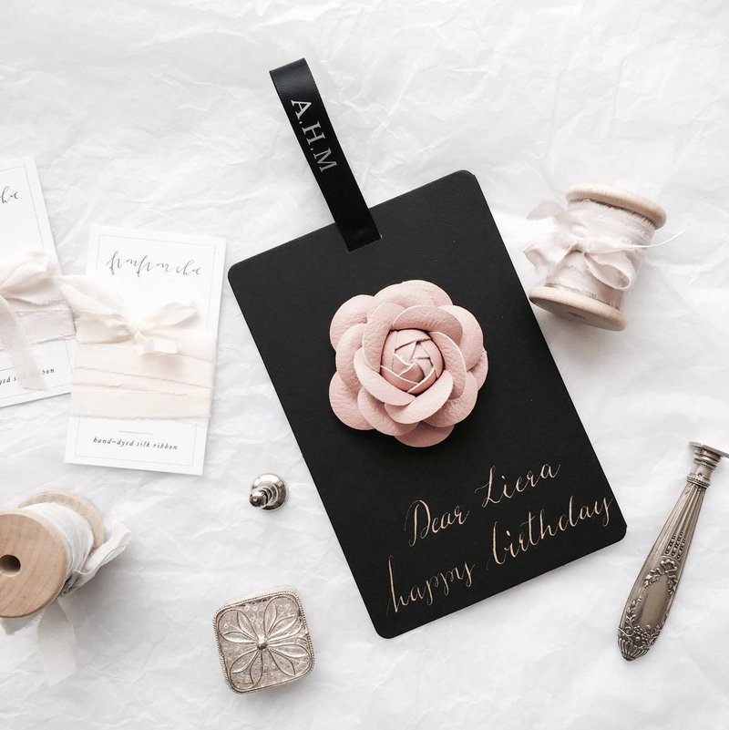 Camellia山茶花之戀 calligraphy card - 卡片/明信片 - 紙 粉紅色