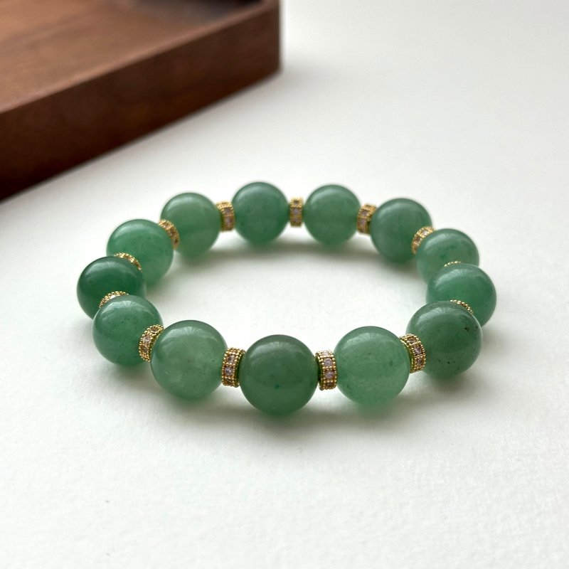 [Taurus and Gemini | May Birthday] Green Aventurine 18K gold-plated classical bracelet for luck and opportunity to start a business - สร้อยข้อมือ - เครื่องประดับพลอย สีเขียว