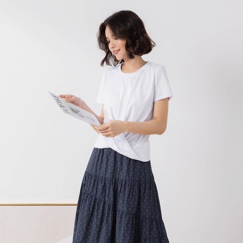 【MEDUSA】超顯瘦 交叉下襬造型純棉Tee - 白 (M-XL) | 女裝 上衣 - 女 T 恤 - 棉．麻 白色