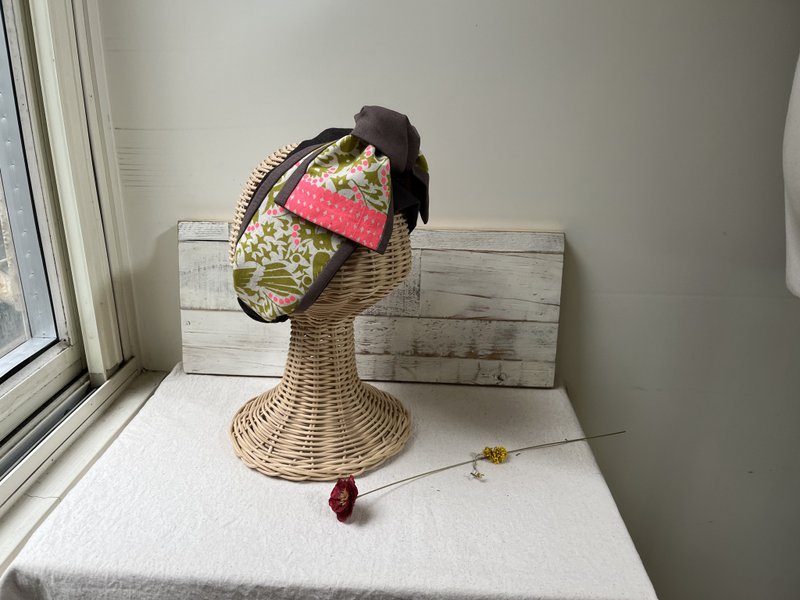 花鳥圖籐黃-日式綁帶髮帶ヘアバンド - 髮箍/髮帶 - 棉．麻 