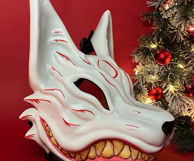 Japanese Kitsune mask, White and Red fox mask, Kitsune mask for Cosplay -  Shop WorkshopRS Face Masks - Pinkoi