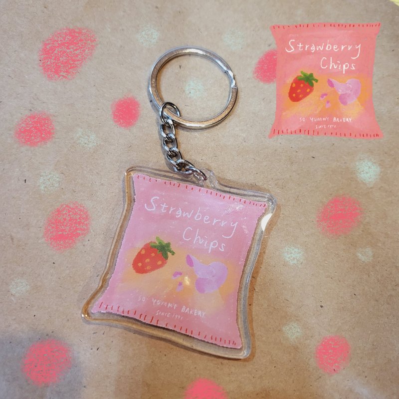 Acrylic Keychain-Strawberry Potato Chips - ที่ห้อยกุญแจ - อะคริลิค 