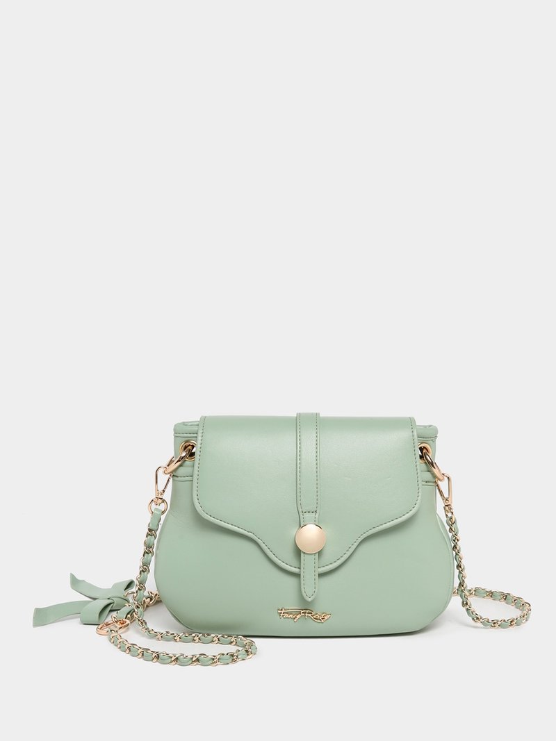 Elegant crossbody bag with bow - Messenger Bags & Sling Bags - Other Materials Green