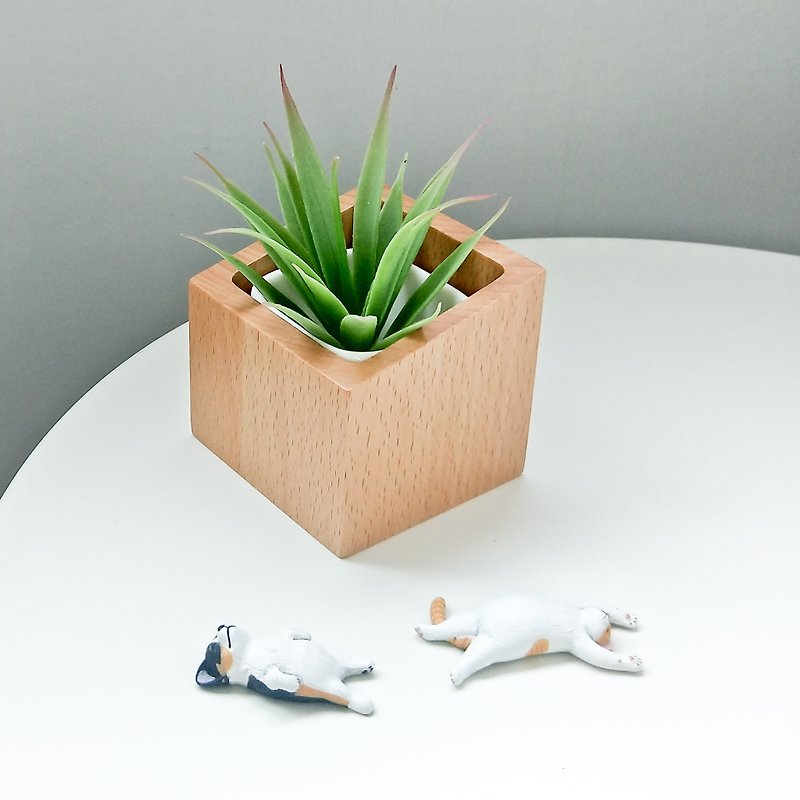Small artist potted plant seat epidemic prevention companion best decoration succulent healing DIY potted plant laser carving custom - Plants - Wood Multicolor