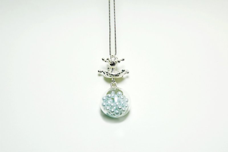 Glass ball splash necklace - Necklaces - Other Metals Silver
