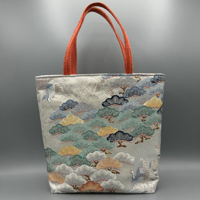 Kimono Obijime Remake Tote bag - Handbags & Totes - Silk Silver