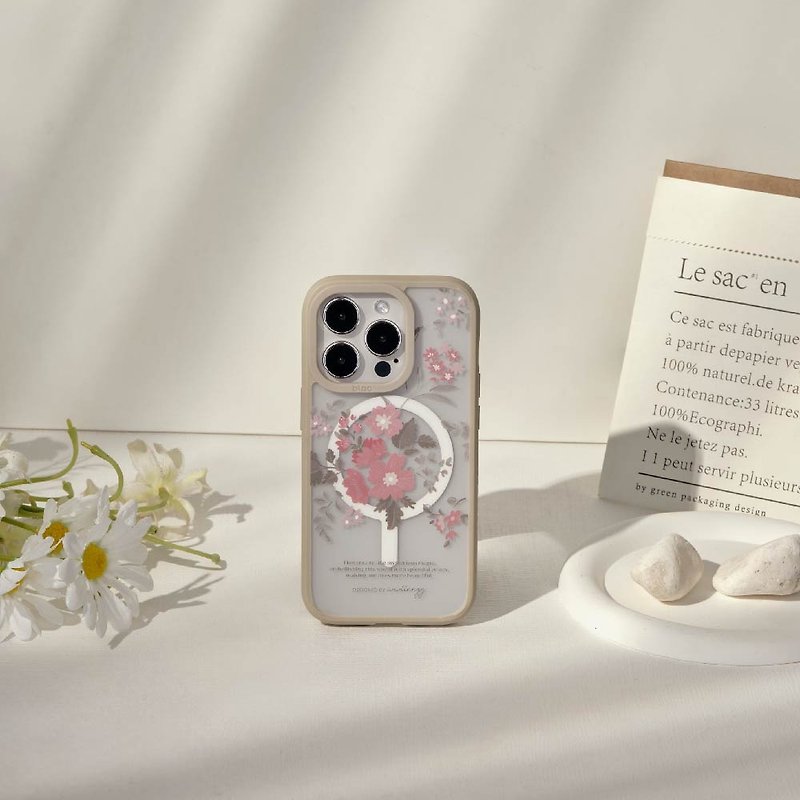 wwiinnggMagSafe iPhone ケースを通した甘いピンクの花のオーロラ霧 - スマホケース - シリコン 多色