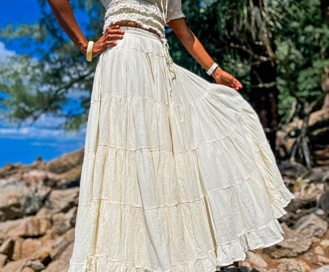 White maxi skirt on sale boho